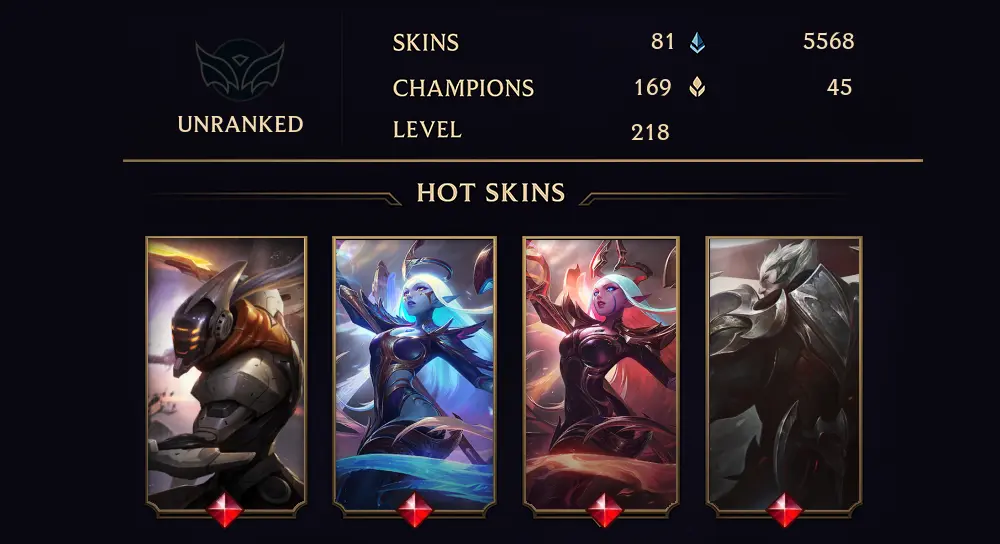 UNRANKED - 218 LVL - 81 SKIN