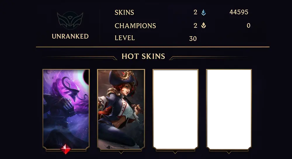 UNRANKED - 30 LVL - 2 SKIN