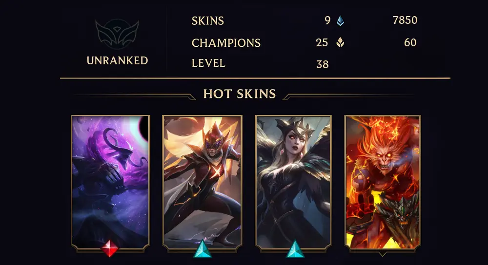 UNRANKED - 38 LVL - 9 SKIN