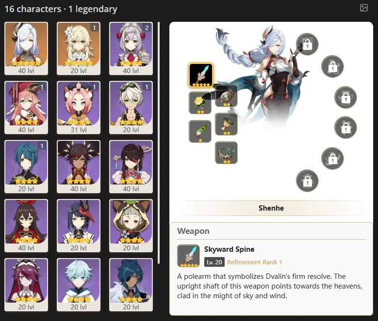 NA- AR:22-  SHENHE - 16 characters