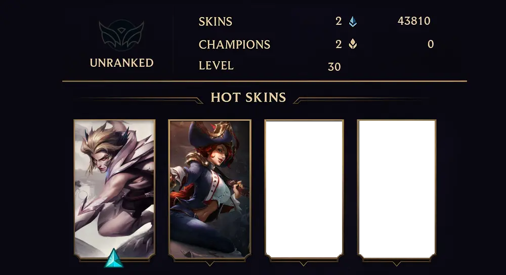 UNRANKED - 30 LVL - 2 SKIN