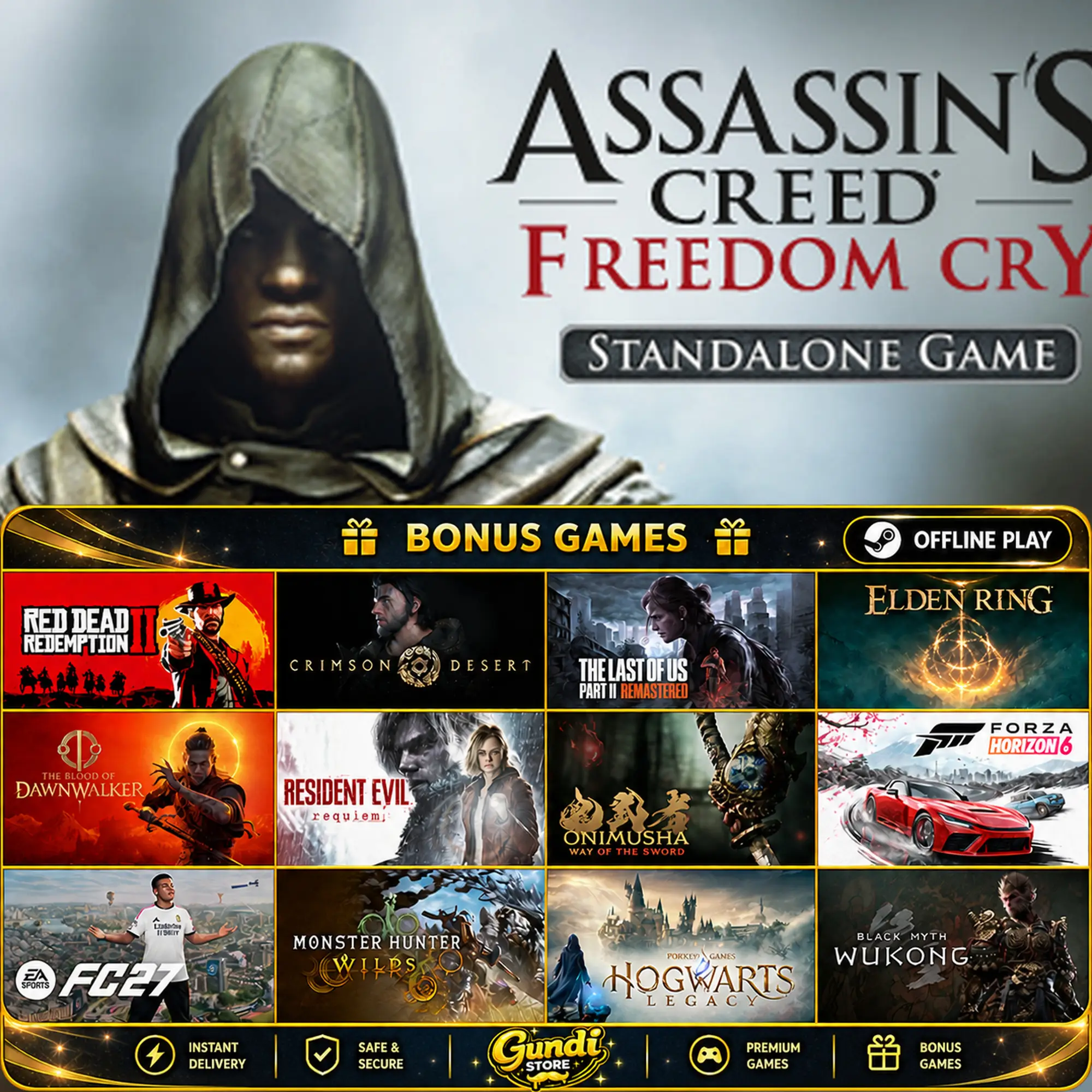 [AUTO CODE] - Assassin's Creed Freedom Cry + BONUS GAME