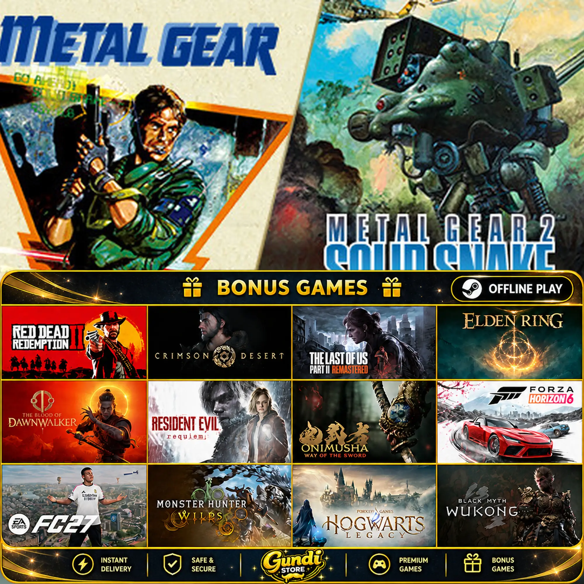 [AUTO CODE] - METAL GEAR & METAL GEAR 2_ Solid Snake + BONUS GAME