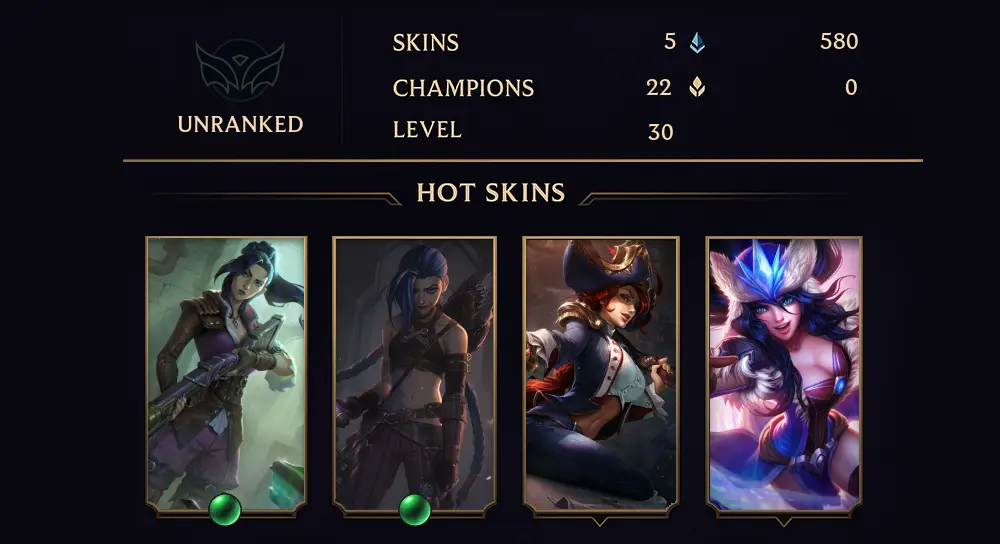UNRANKED - 30 LVL - 5 SKIN