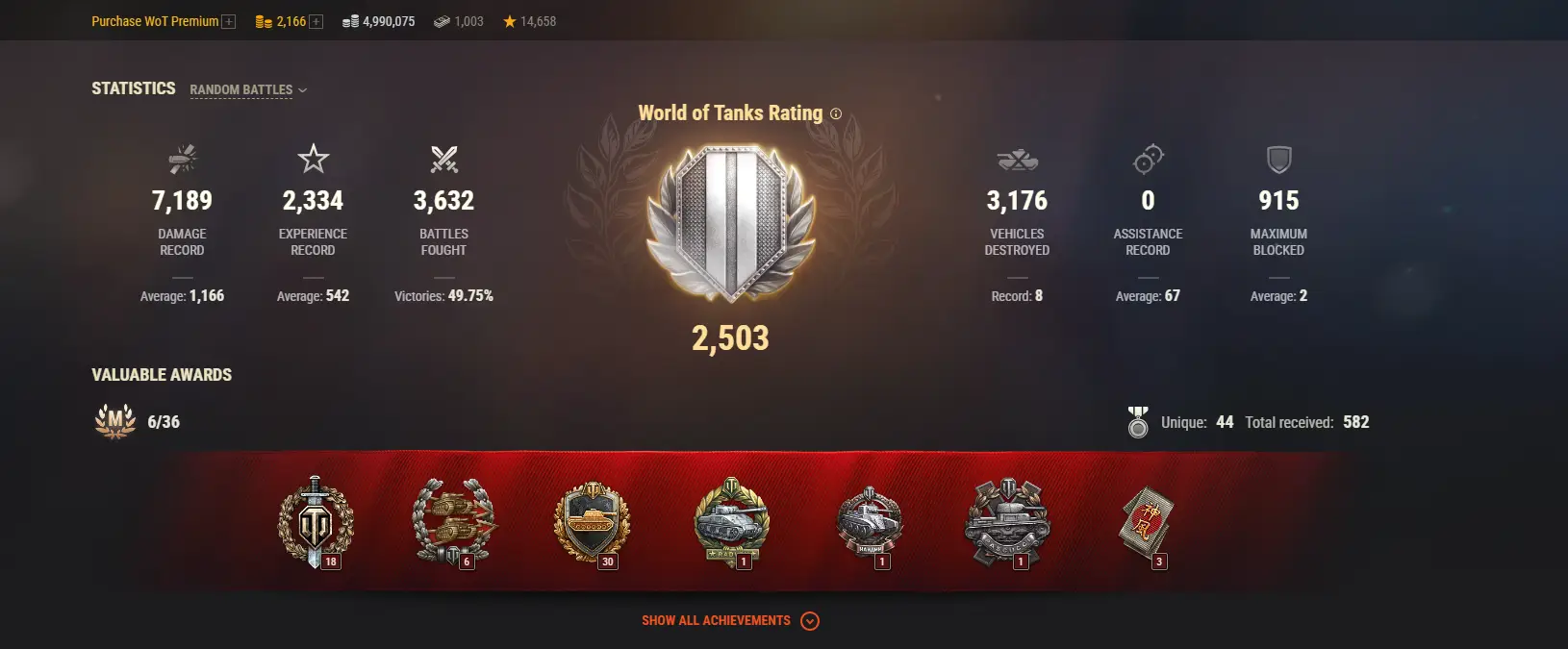 ASIA | 3 TOP TANKS | 29 PREMIUM TANKS | 2166 GOLD | 3632 BATTLES | INACTIVE