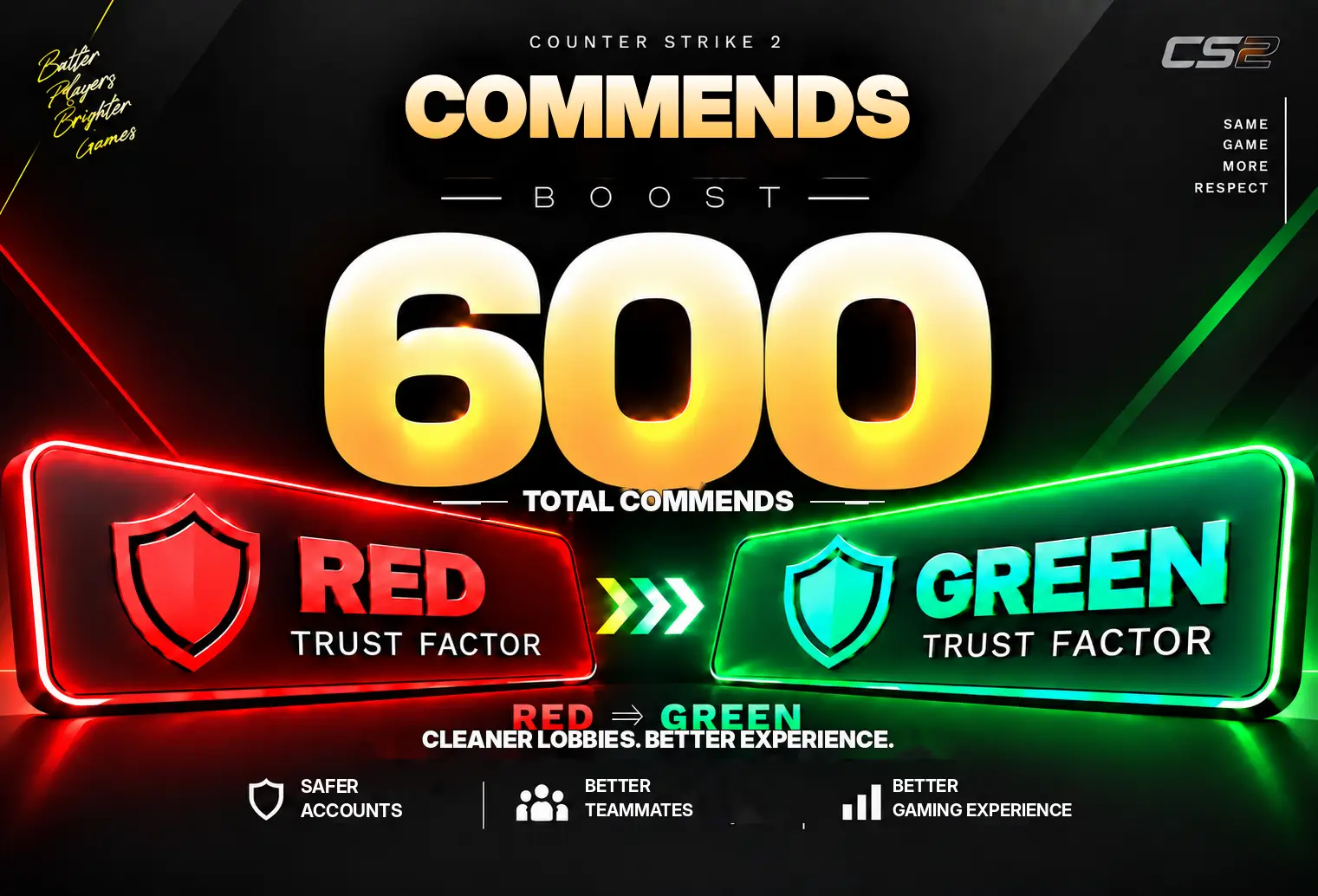 🤍CS2 COMMENDS BOOST🤍(200/200/200)🤍GREEN FACTOR, LIKES, PRAISE🤍
