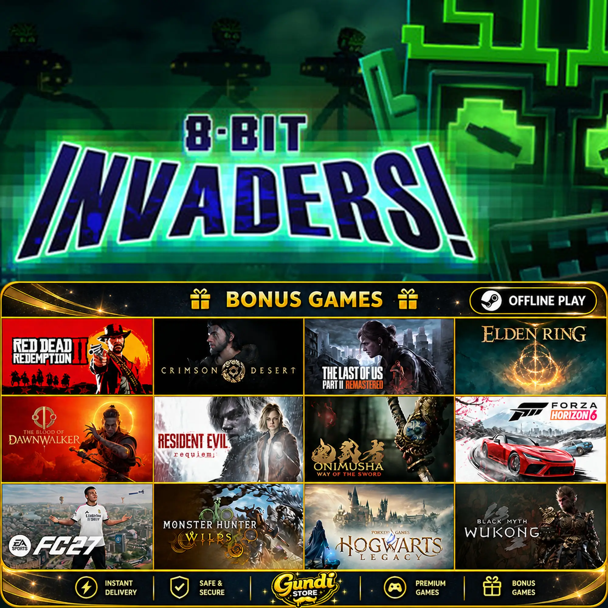 [AUTO CODE] - 8-Bit Invaders! + BONUS GAME