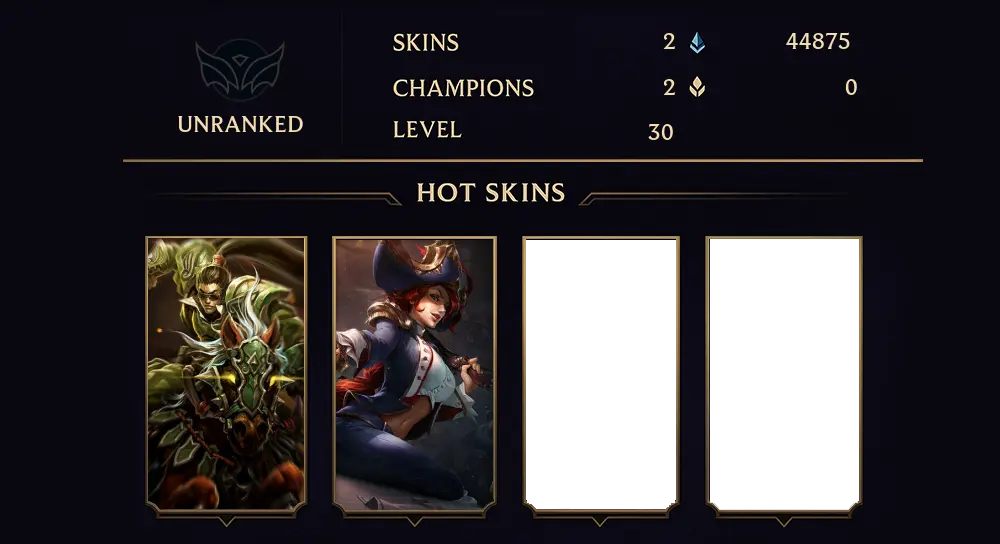 UNRANKED - 30 LVL - 2 SKIN
