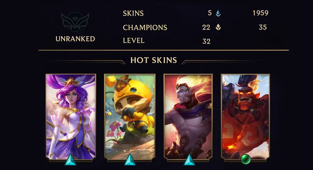 UNRANKED - 32 LVL - 5 SKIN