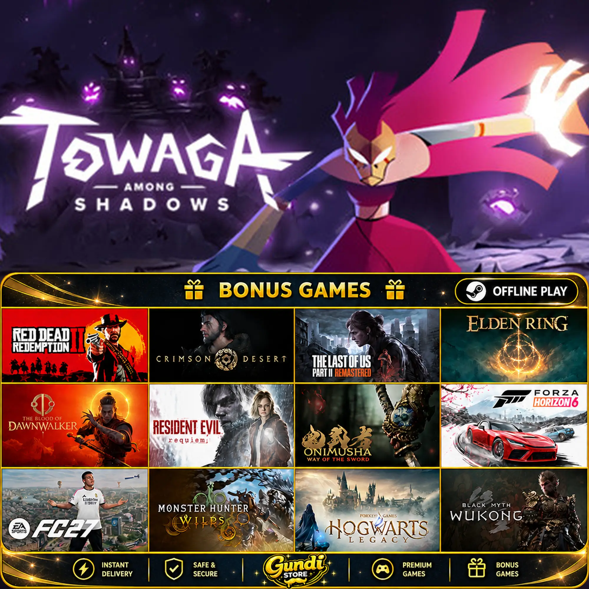 [AUTO CODE] - Towaga_ Among Shadows + BONUS GAME