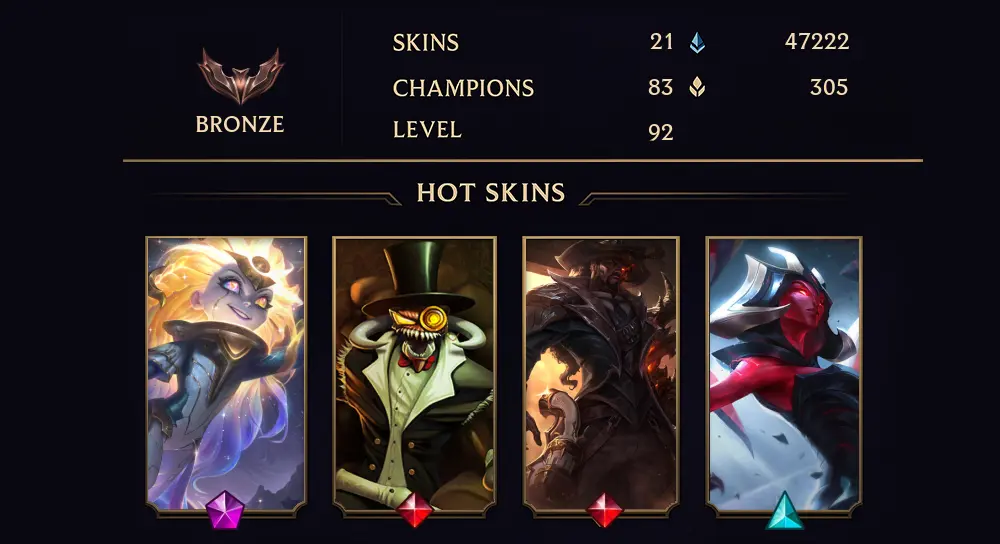 BRONZE II - 92 LVL - 21 SKIN