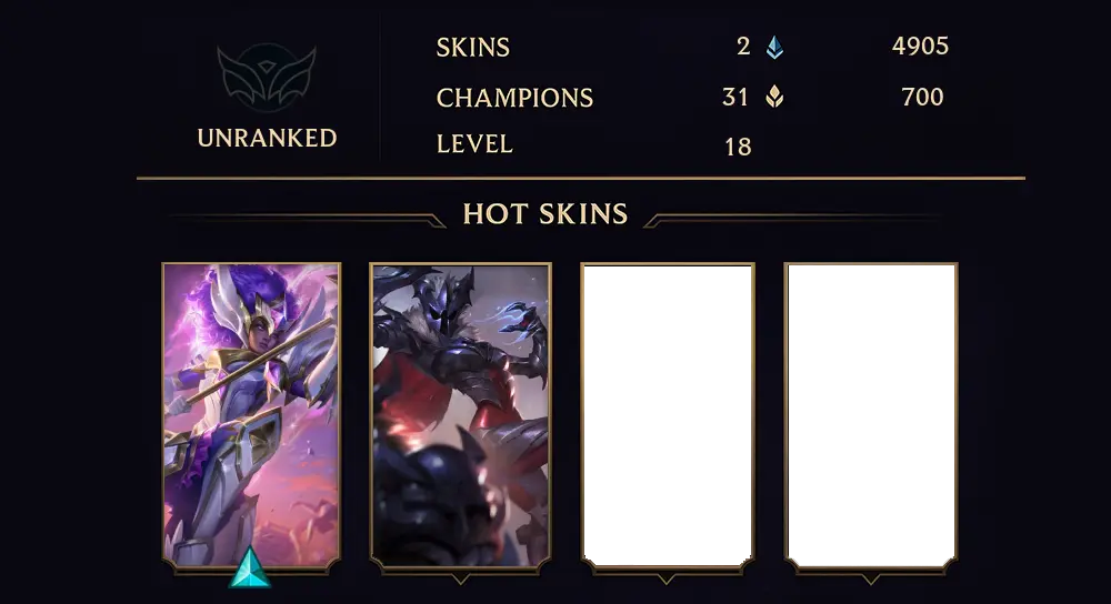 UNRANKED - 18 LVL - 2 SKIN