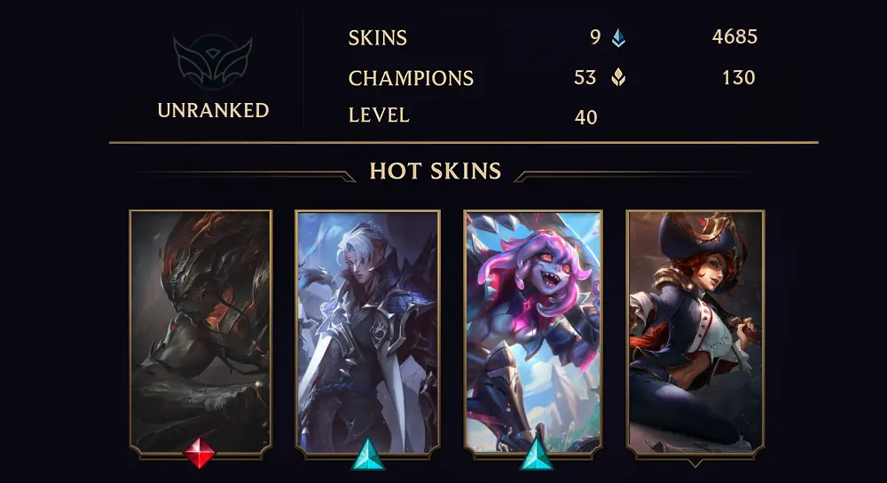 UNRANKED - 40 LVL - 9 SKIN
