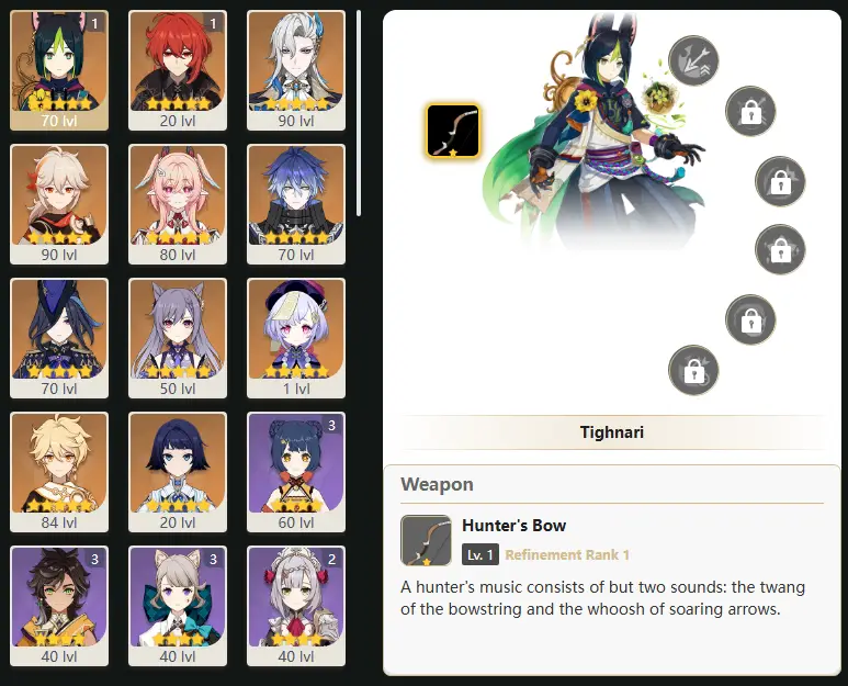 EU - AR: 55 - 48 CHARACTERS [ 10 - FIVE STARS CHARACTERS ] C1 Tighnari - C1 Diluc - Neuvillette - Kaedehara Kazuha - Linnea - Flins - Clorinde - Keqing - Qiqi - Manekina