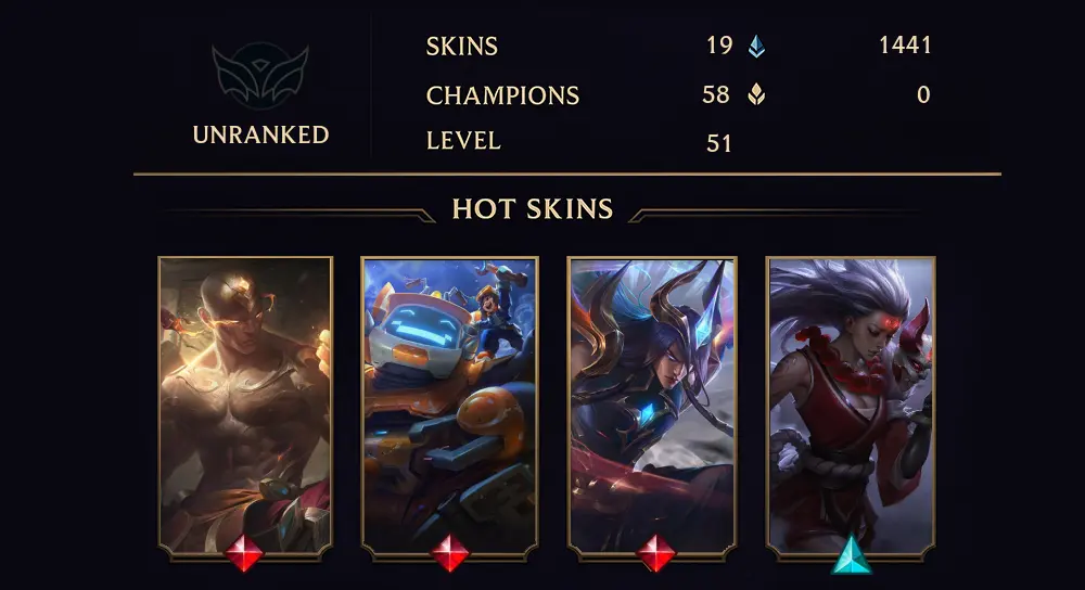 UNRANKED - 51 LVL - 19 SKIN