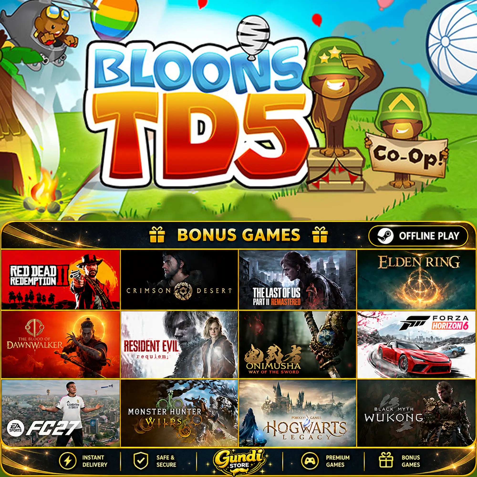 [AUTO CODE] - Bloons TD5 + BONUS GAME