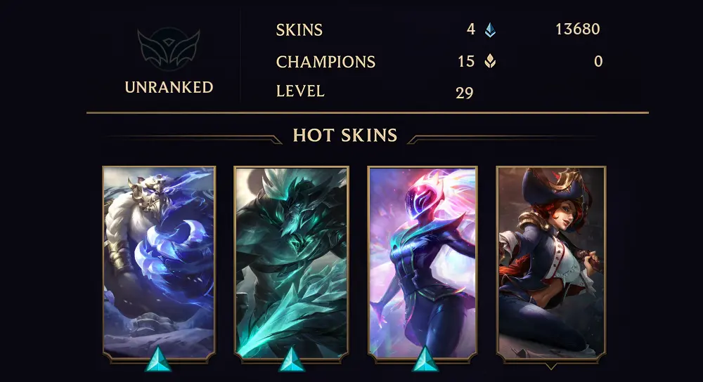 UNRANKED - 29 LVL - 4 SKIN