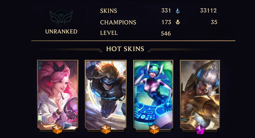 UNRANKED - 546 LVL - 331 SKIN