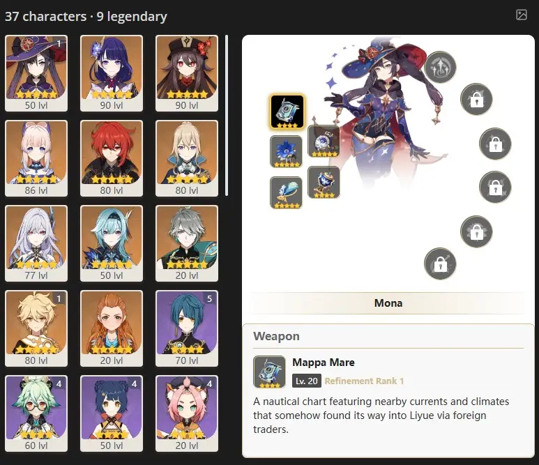 ASIA- AR:54- 37 CHARACTERS [ 10 - 5 STARS CHARACTERS ]