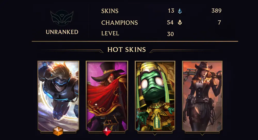UNRANKED - 30 LVL - 13 SKIN