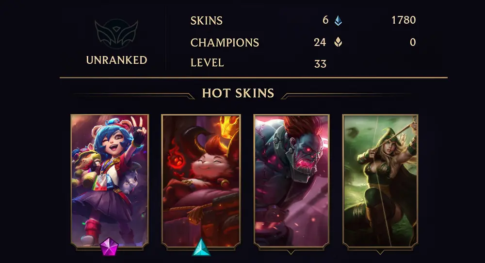 UNRANKED - 33 LVL - 6 SKIN