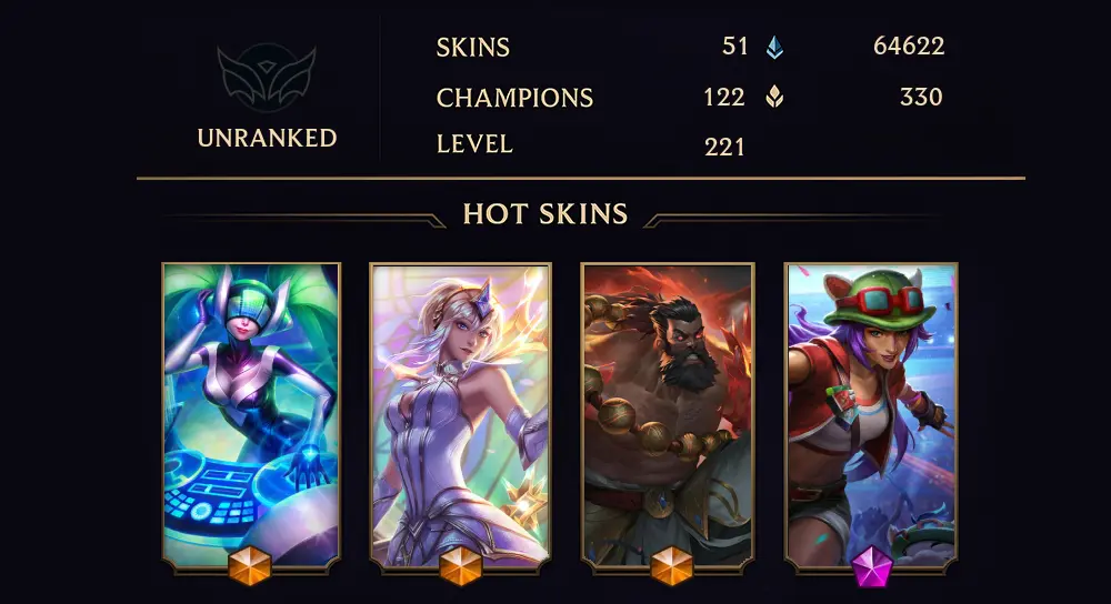UNRANKED - 221 LVL - 51 SKIN