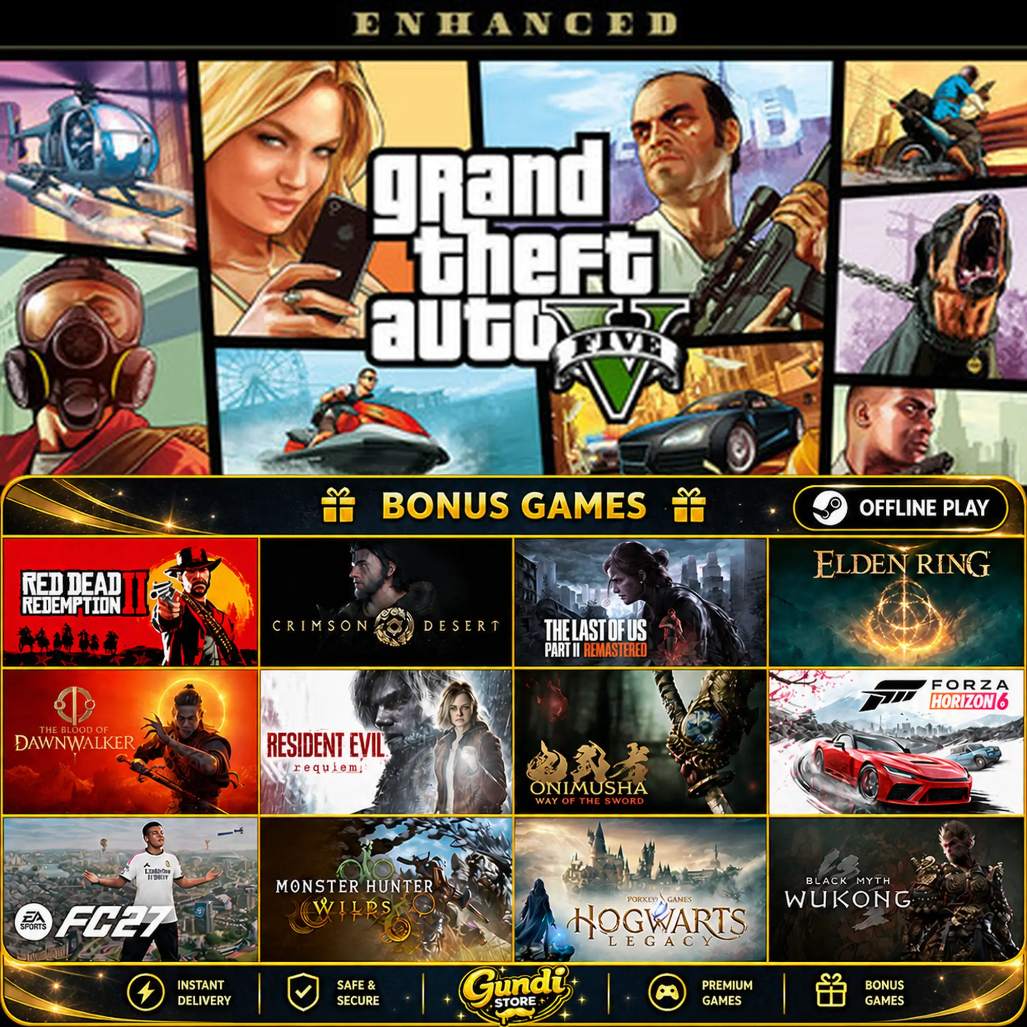 [AUTO CODE] - Grand Theft Auto V Enhanced + BONUS GAME