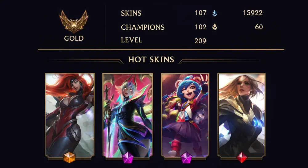 GOLD II - 209 LVL - 107 SKIN