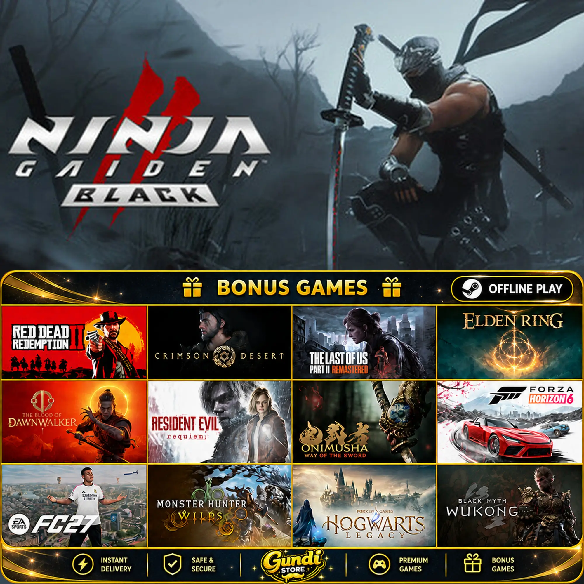 [AUTO CODE] - NINJA GAIDEN 2 Black + BONUS GAME
