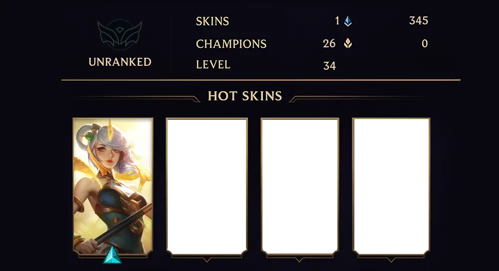 UNRANKED - 34 LVL - 1 SKIN