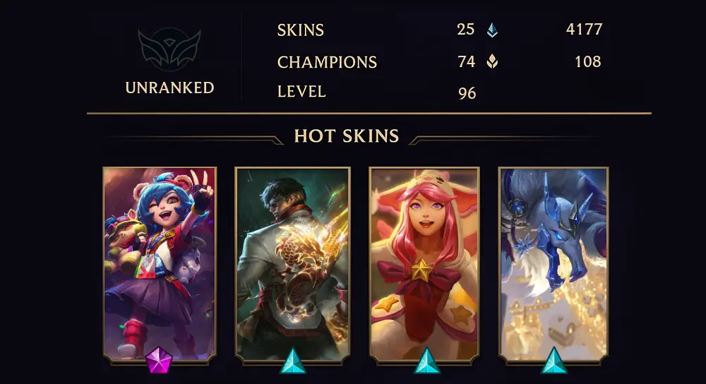 UNRANKED - 96 LVL - 25 SKIN