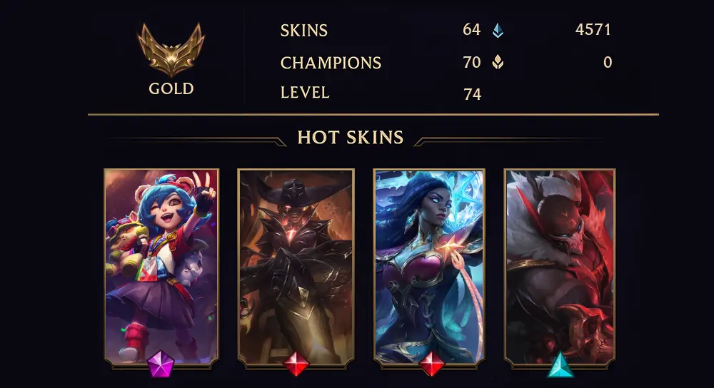 GOLD IV - 74 LVL - 64 SKIN