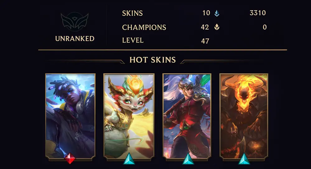 UNRANKED - 47 LVL - 10 SKIN