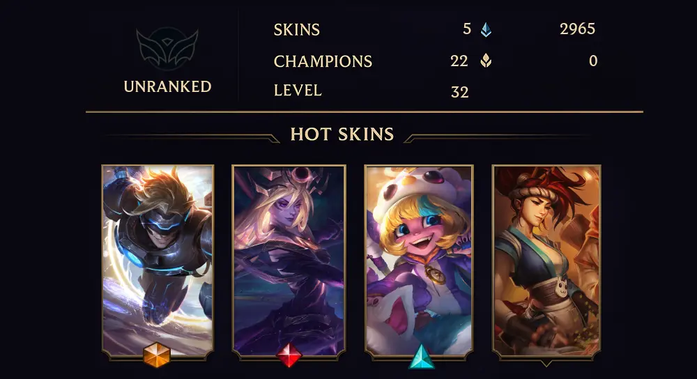 UNRANKED - 32 LVL - 5 SKIN