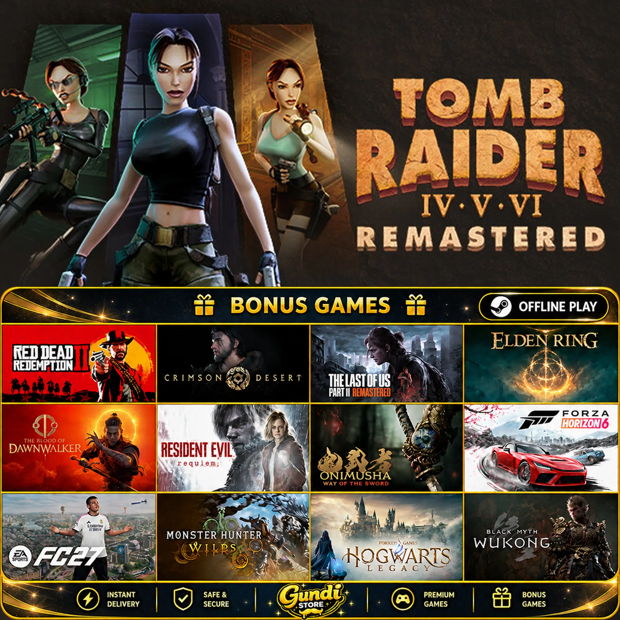 [AUTO CODE] - Tomb Raider IV-VI Remastered + BONUS GAME