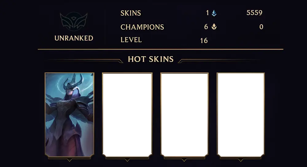 UNRANKED - 16 LVL - 1 SKIN