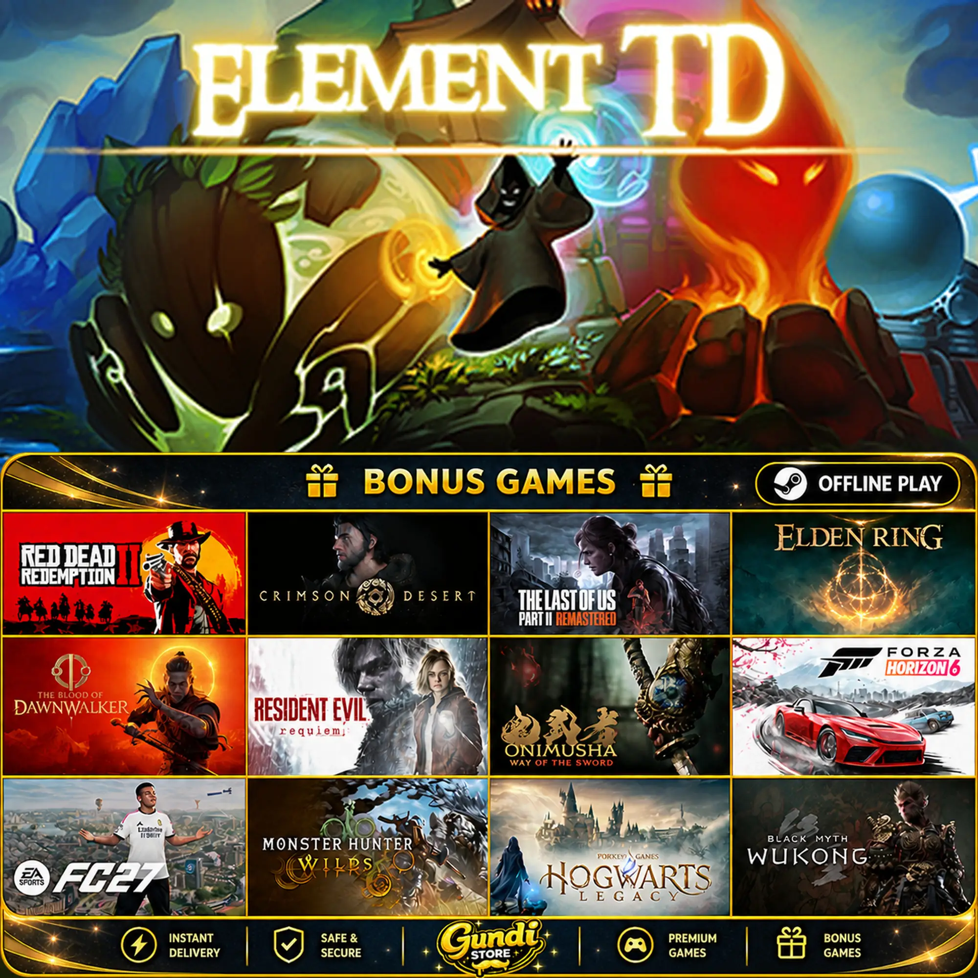 [AUTO CODE] - Element TD + BONUS GAME