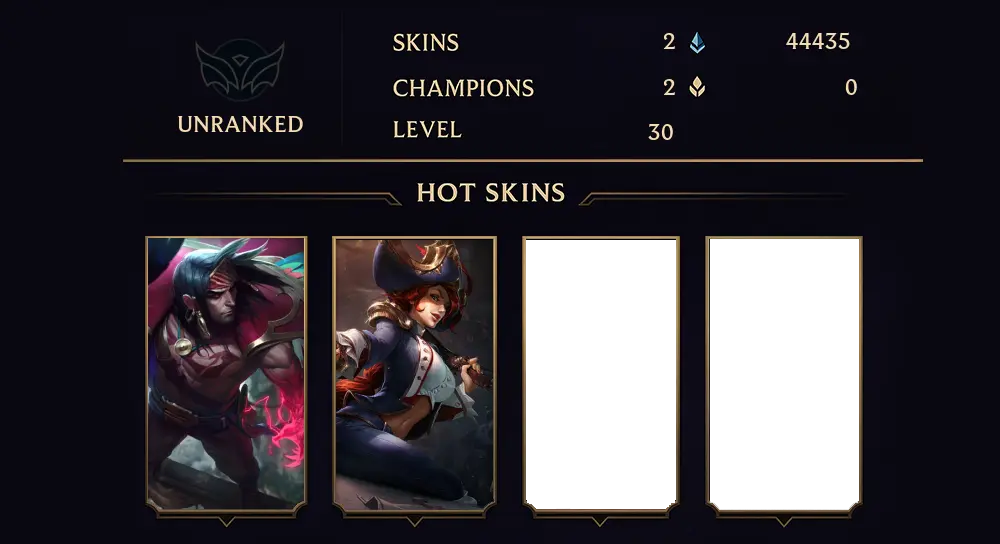 UNRANKED - 30 LVL - 2 SKIN