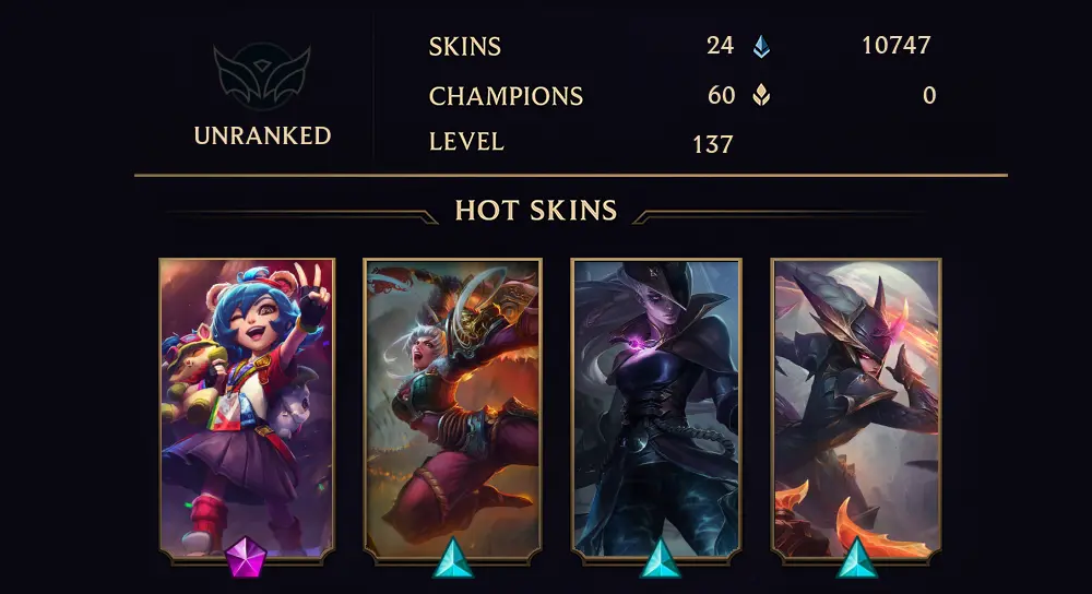 UNRANKED - 137 LVL - 24 SKIN