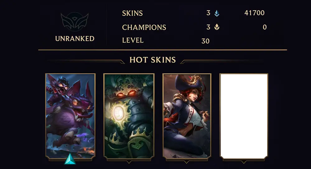 UNRANKED - 30 LVL - 3 SKIN