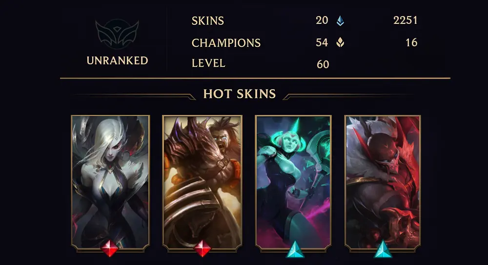 UNRANKED - 60 LVL - 20 SKIN