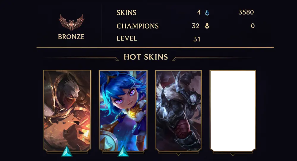 BRONZE IV - 31 LVL - 4 SKIN