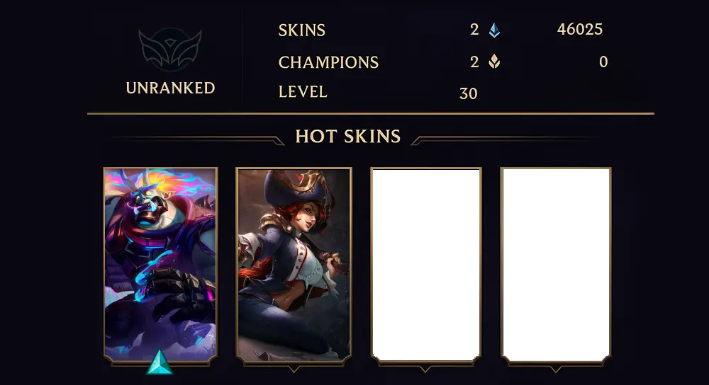 UNRANKED - 30 LVL - 2 SKIN