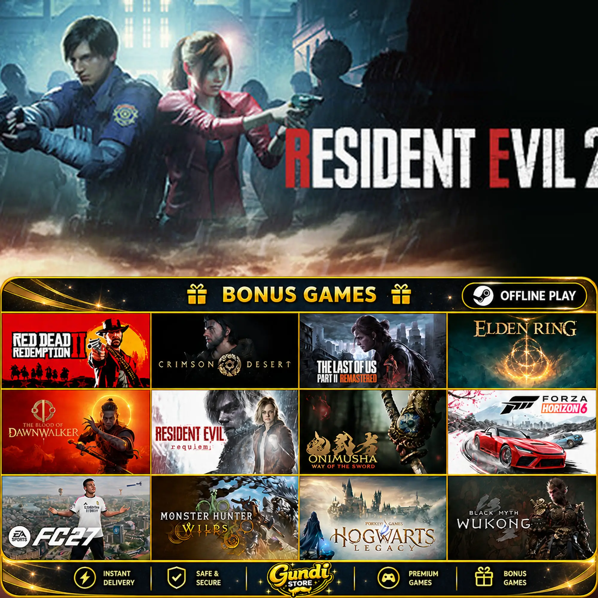 [AUTO CODE] - Resident Evil 2 + BONUS GAME