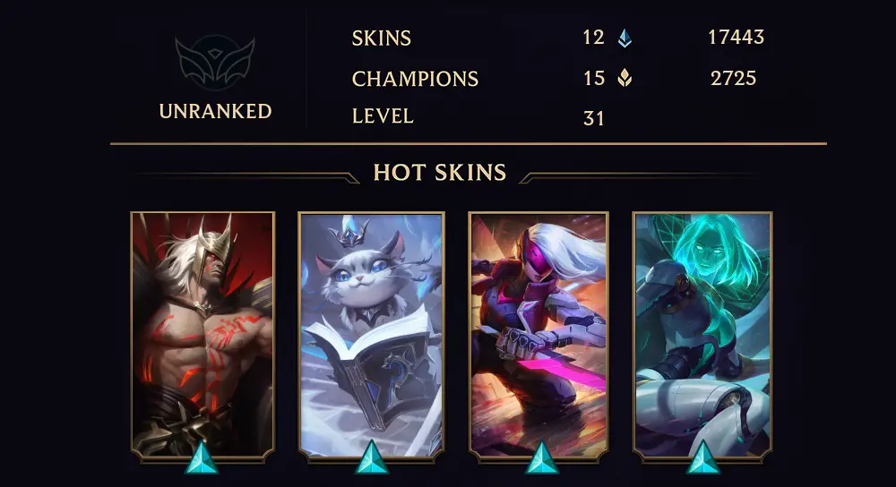 UNRANKED - 31 LVL - 12 SKIN