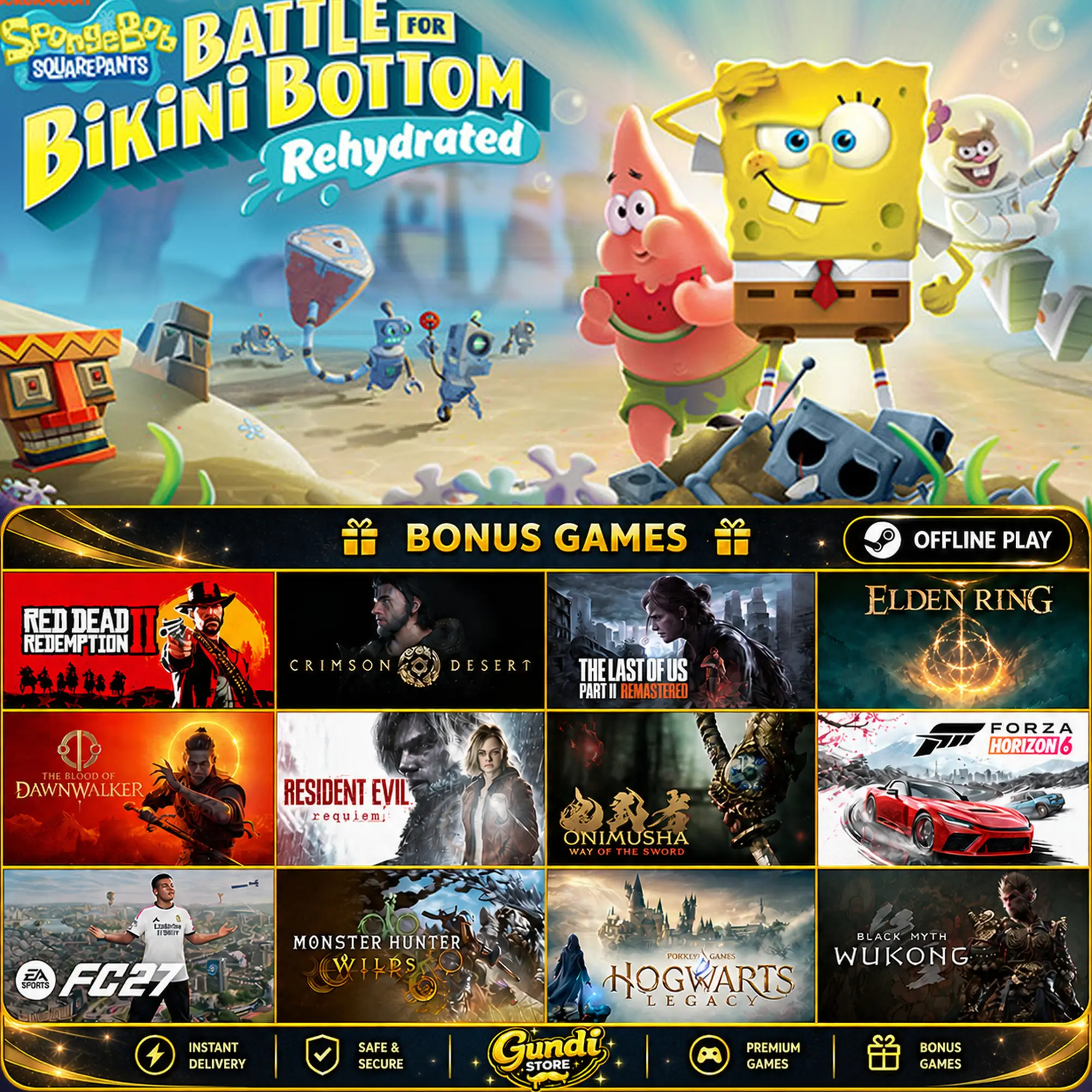 [AUTO CODE] - SpongeBob SquarePants_ Battle for Bikini Bottom - Rehydrated + BONUS GAME
