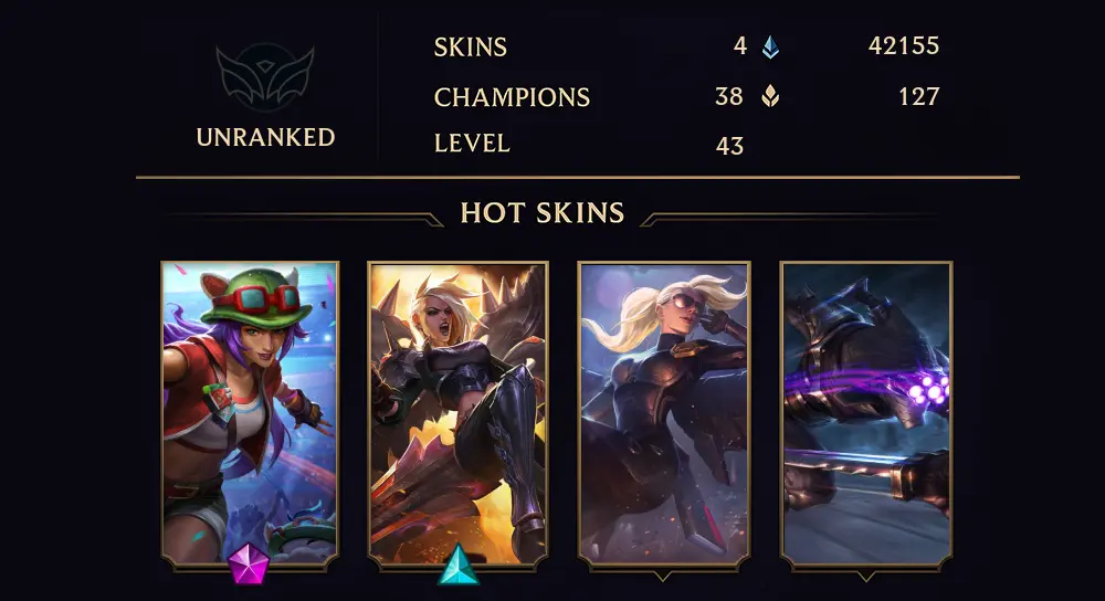 UNRANKED - 43 LVL - 4 SKIN