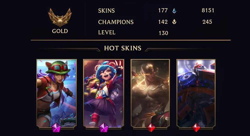 GOLD IV - 130 LVL - 177 SKIN