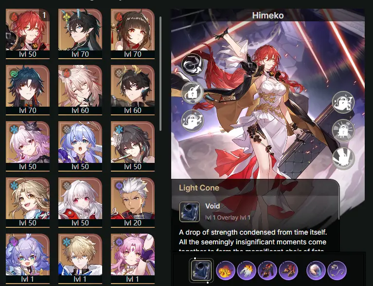 EU - Trailblaze Level: 52 - 37 CHARACTERS - Robin - E1 Himeko - Dan Heng • Imbibitor Lunae - Lingsha - Blade - Jiaoqiu - Dan Heng • Permansor Terrae - Evernight - Yanqing - Clara - Archer - Bailu - Gepard - Fu Xuan