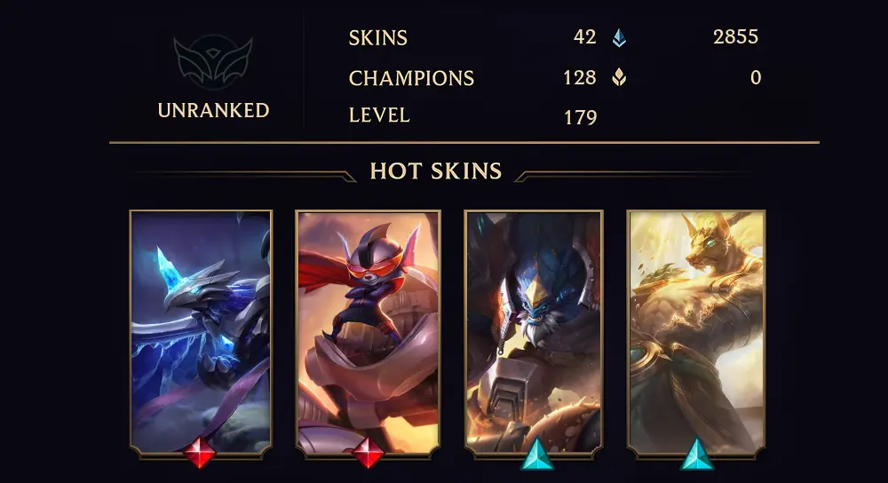 UNRANKED - 179 LVL - 42 SKIN